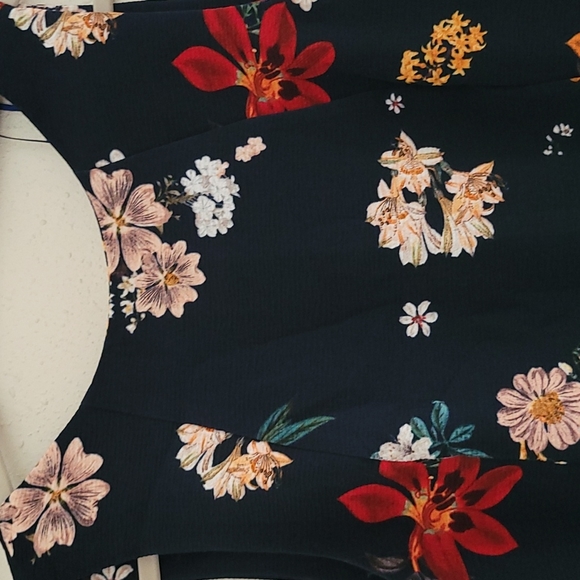 Zara Navy Floral Print XL Open Back Dress - Picture 3 of 7